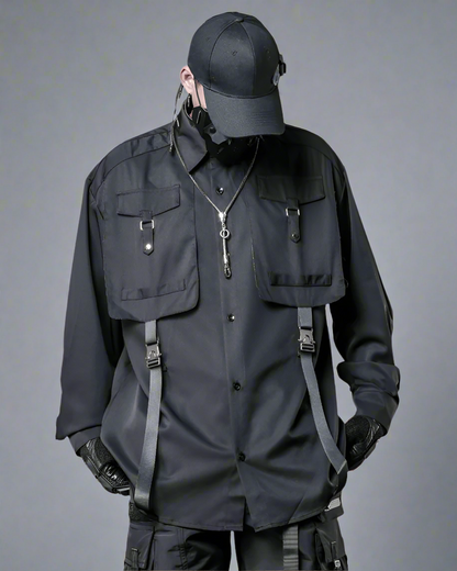 Chemise Haut Cargo Adaptable avec Couture en Ruban
