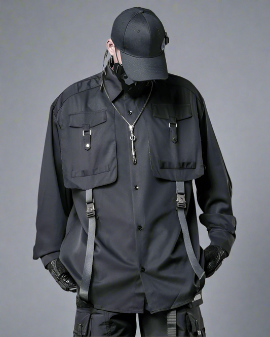Chemise Haut Cargo Adaptable avec Couture en Ruban
