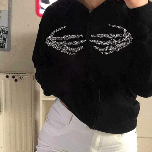 Gilet Squelette en Strass Y2K