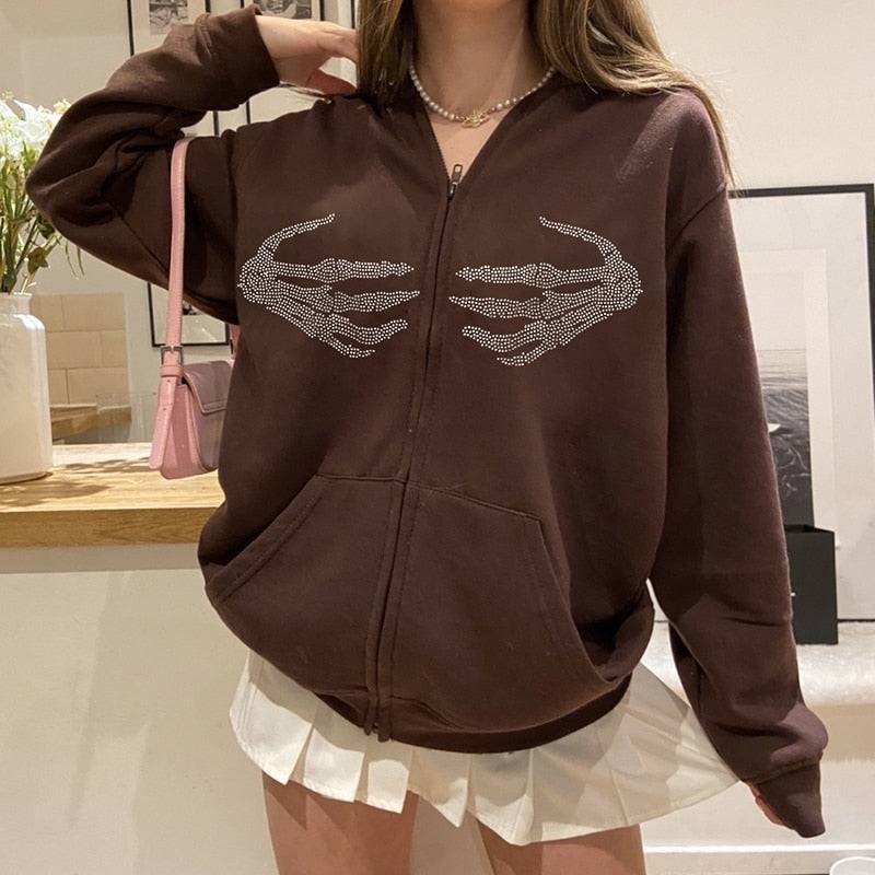 Gilet Squelette en Strass Y2K