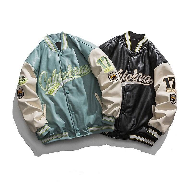 Veste varsity en cuir