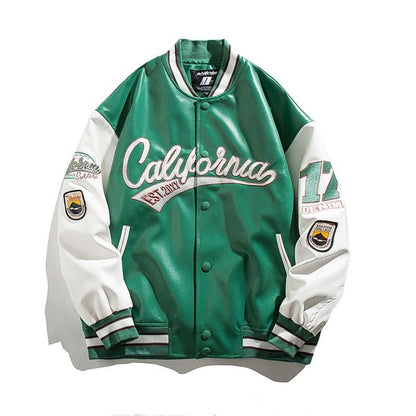 Veste varsity en cuir