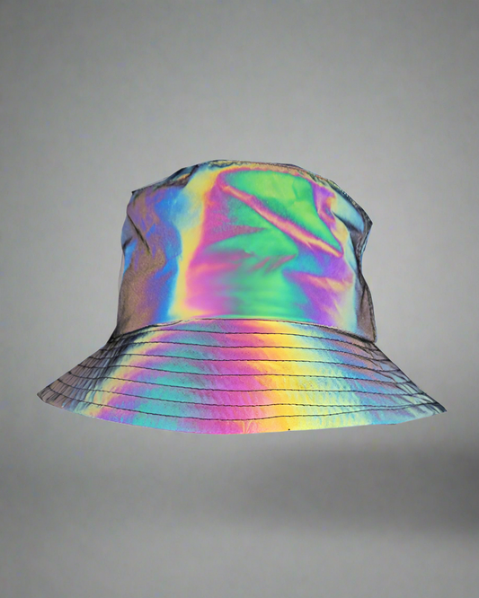 Chapeau seau arc-en-ciel réfléchissant coloré