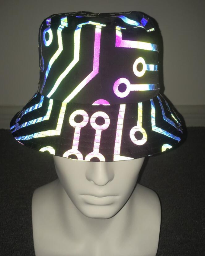 Chapeau seau arc-en-ciel réfléchissant coloré