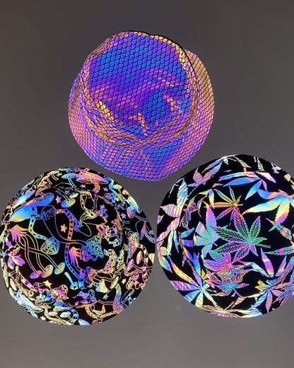 Chapeau seau arc-en-ciel réfléchissant coloré