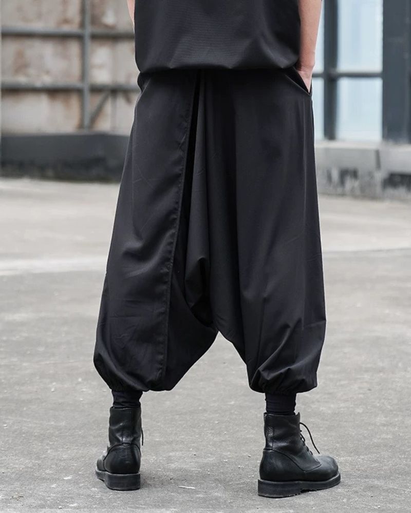 Pantalons Hakama Techwear Noir Chic