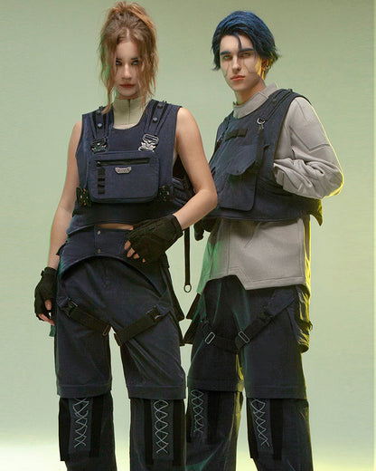 Gilet de Cargo Futuriste Double Face