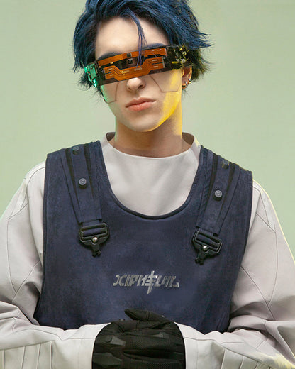 Gilet de Cargo Futuriste Double Face