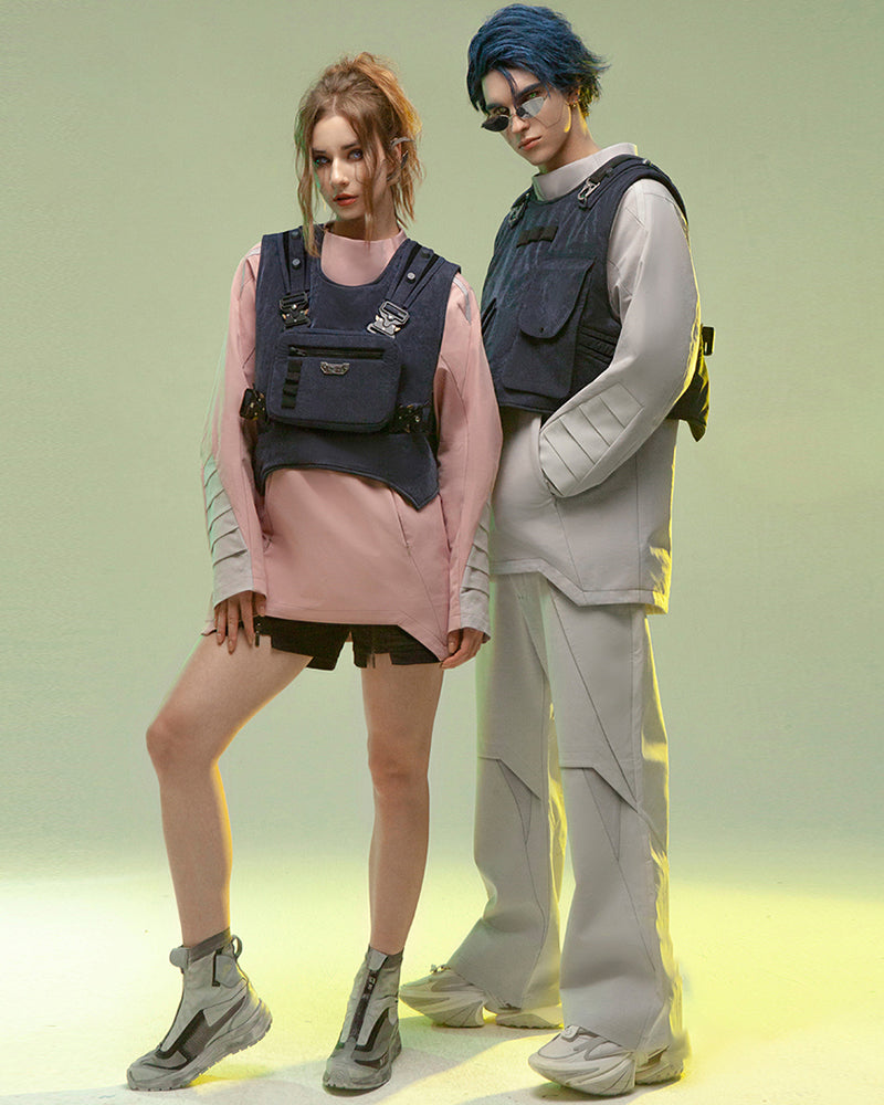 Gilet de Cargo Futuriste Double Face