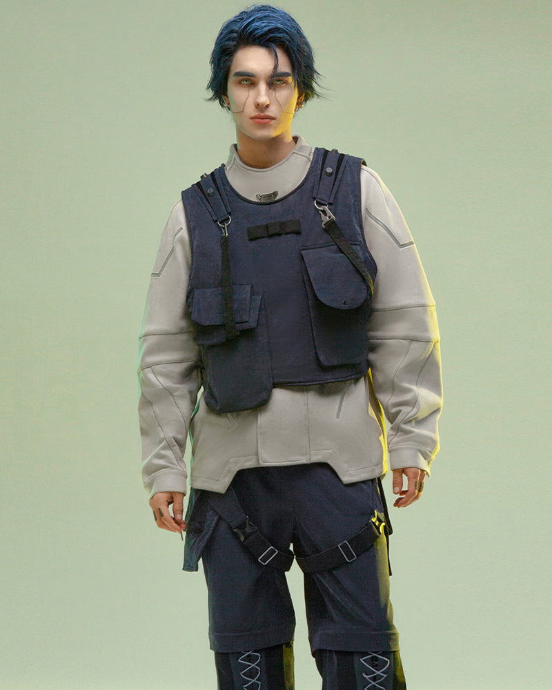 Gilet de Cargo Futuriste Double Face