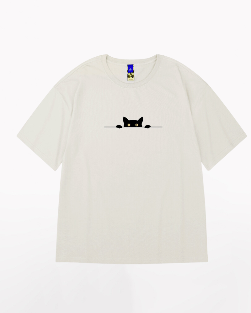 T-shirt Chat Surdimensionné à la Mode