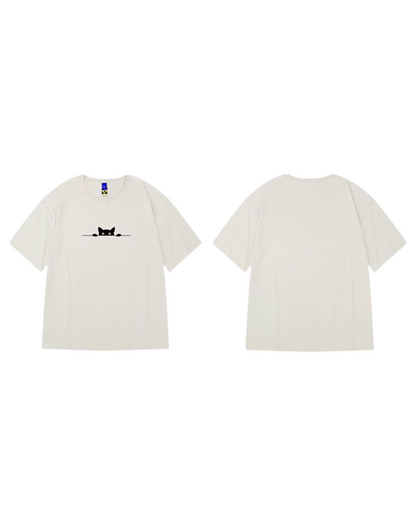 T-shirt Chat Surdimensionné à la Mode