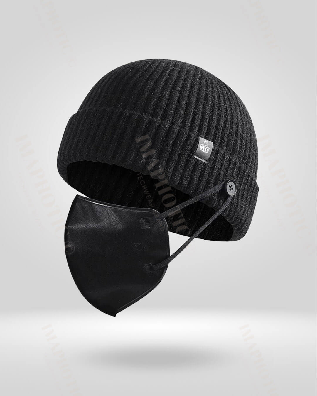 Bonnet en Tricot Côtelé Boutonné