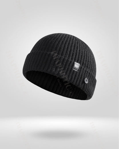 Bonnet en Tricot Côtelé Boutonné