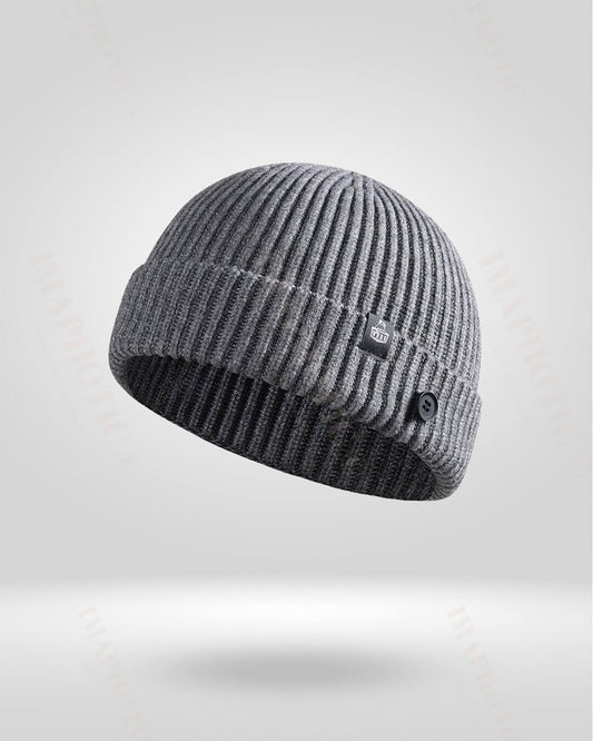 Bonnet en Tricot Côtelé Boutonné