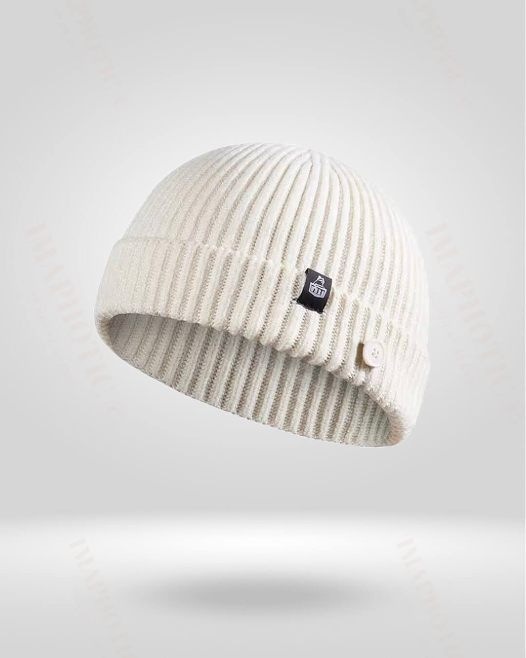 Bonnet en Tricot Côtelé Boutonné