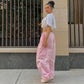 Pantalon cargo parachute rose