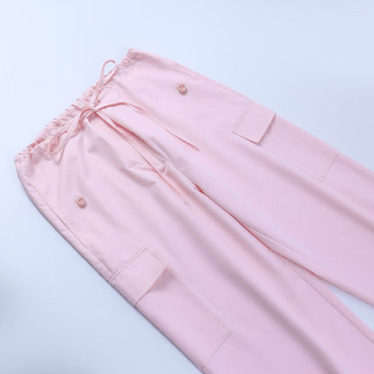 Pantalon cargo parachute rose