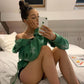 Hoodie avec Croisé en Strass Brillant