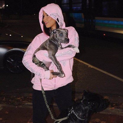 Hoodie squelette en strass