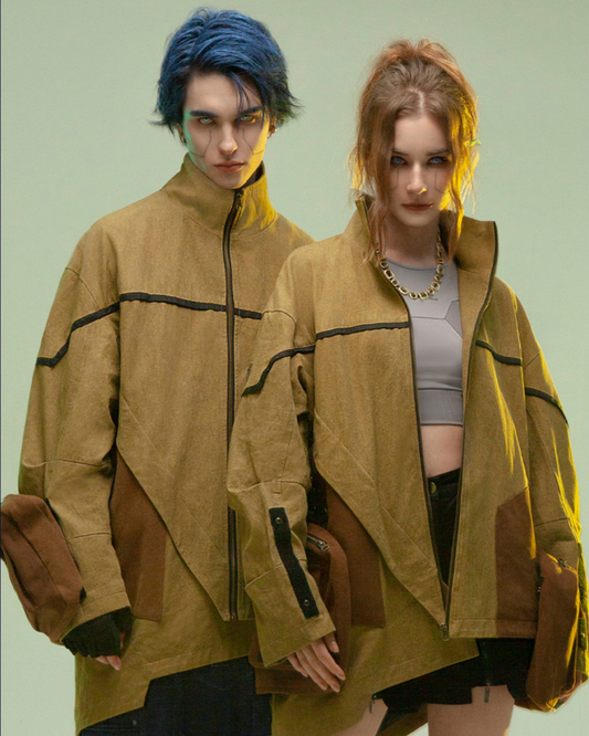 Veste Futuriste en Sable Asymétrique