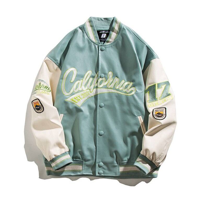 Veste varsity en cuir