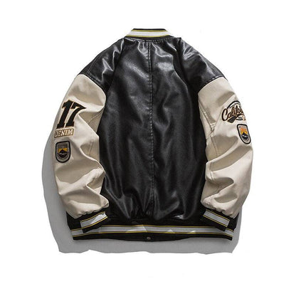 Veste varsity en cuir