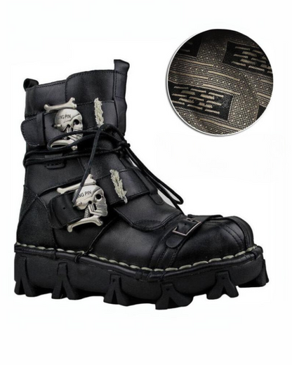 Bottes de Biker avec Crâne en Relief