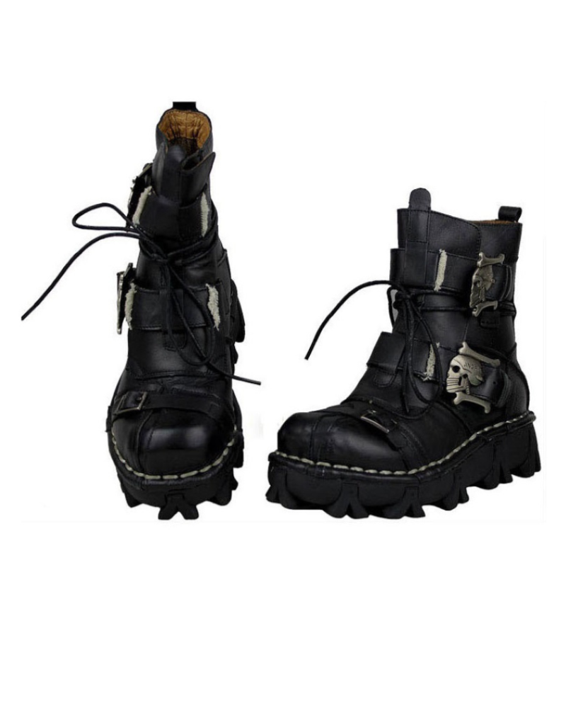 Bottes de Biker avec Crâne en Relief
