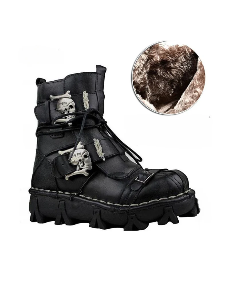 Bottes de Biker avec Crâne en Relief