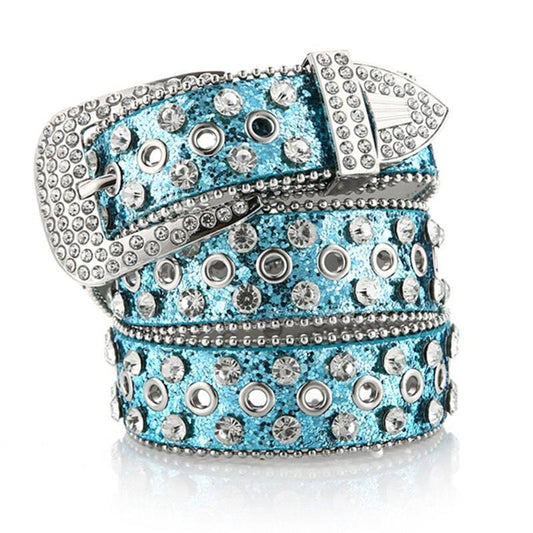 Ceinture en Strass Bleu Étincelant