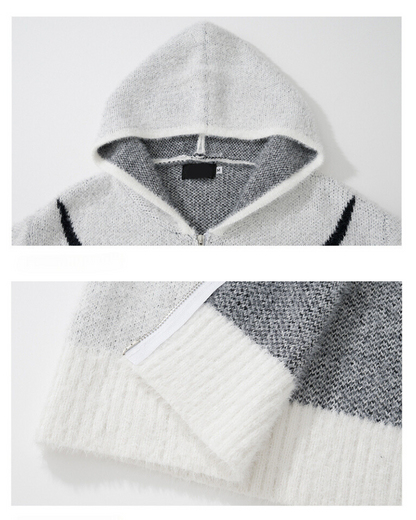 Cardigan à Capuche Noir Élégant