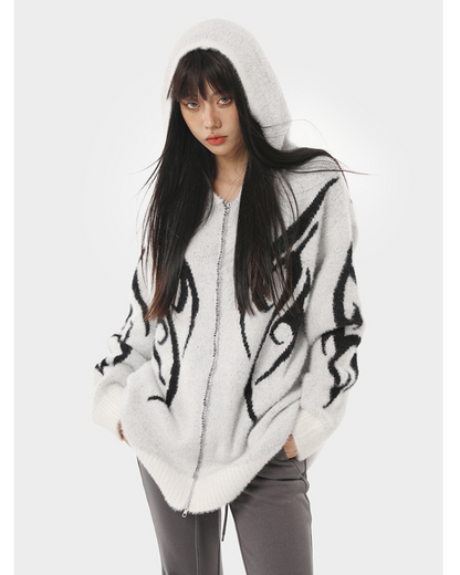 Cardigan à Capuche Noir Élégant