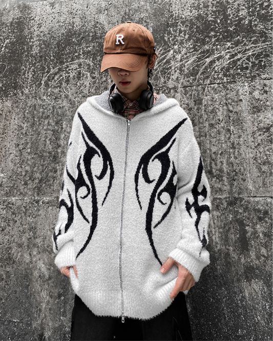 Cardigan à Capuche Noir Élégant
