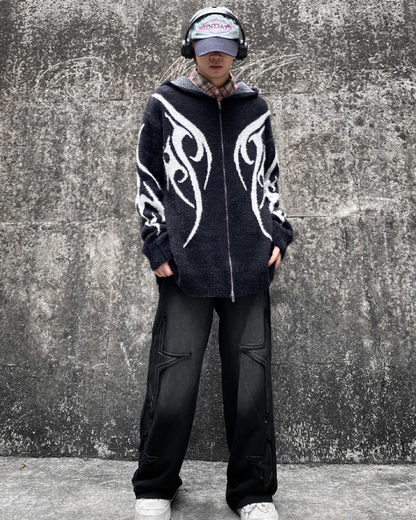 Cardigan à Capuche Noir Élégant