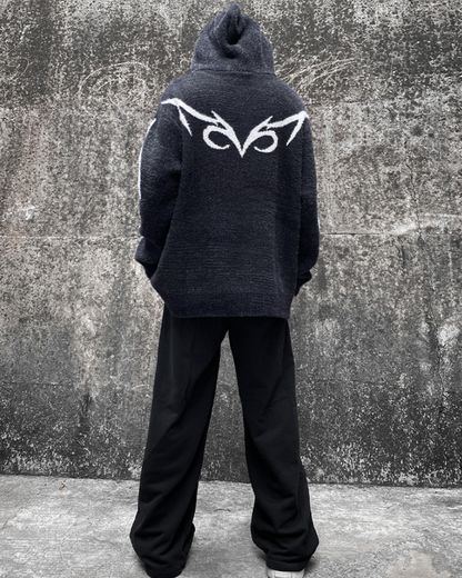 Cardigan à Capuche Noir Élégant