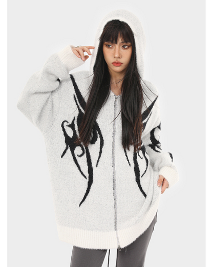 Cardigan à Capuche Noir Élégant