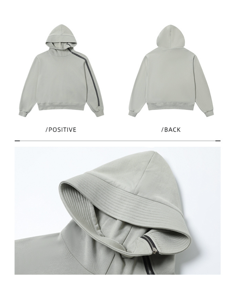 Haut de Sweat à Capuche Zippé Asymétrique