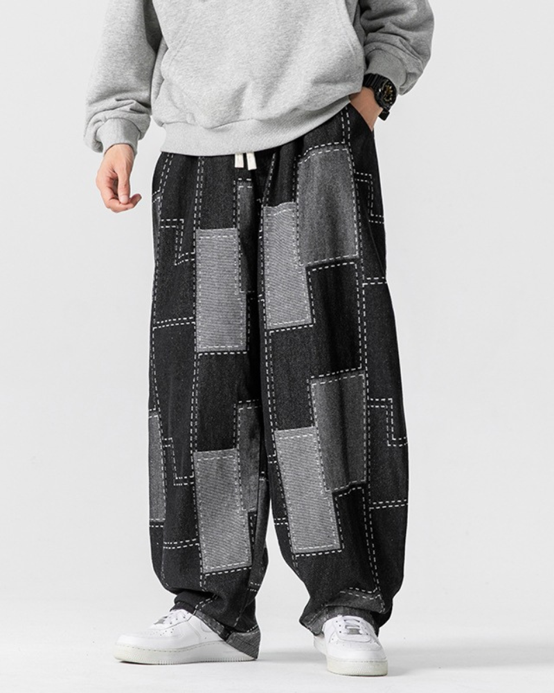 Pantalons Hakama à Carreaux Élégants