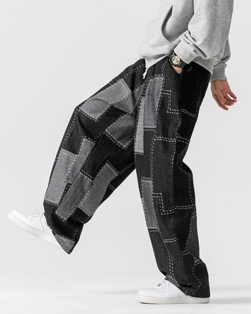 Pantalons Hakama à Carreaux Élégants