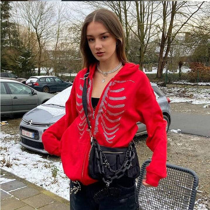 Sweatshirt à Strass en Squelette