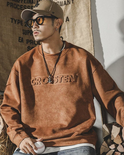 Hoodie Oversize en Suède Rétro