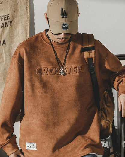 Hoodie Oversize en Suède Rétro