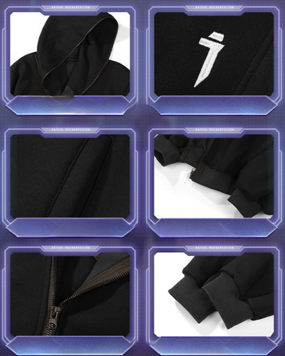 Sweat à capuche zippé diagonal élégant