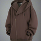 Sweat à capuche zippé diagonal élégant