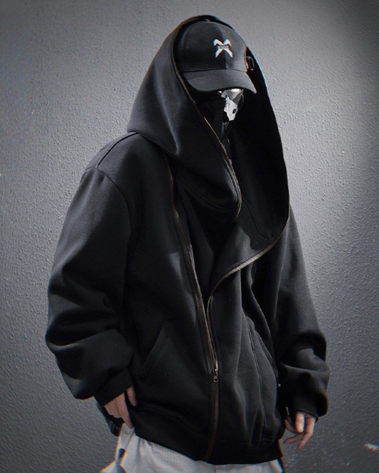 Sweat à capuche zippé diagonal élégant