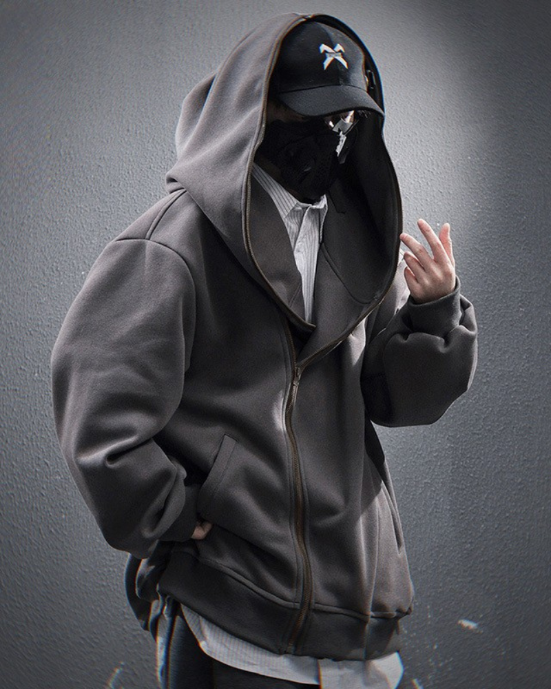 Sweat à capuche zippé diagonal élégant