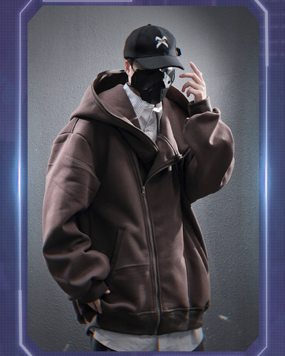 Sweat à capuche zippé diagonal élégant