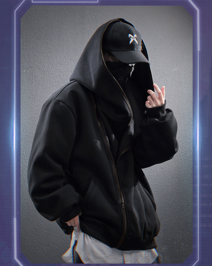 Sweat à capuche zippé diagonal élégant