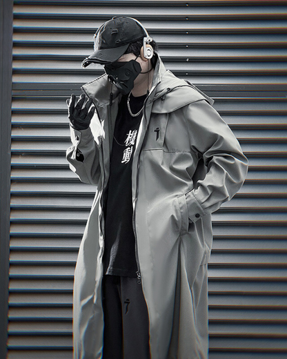 Manteau Long Chic à Double Zip